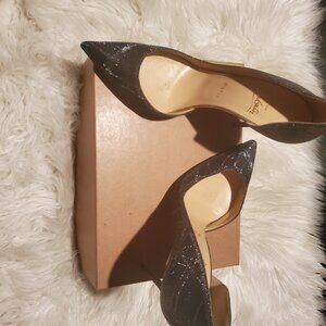 Christian Louboutin IRIZA 100 TISSU ETINCELLE/SPECCHIO BLACK/SILVER *size 40